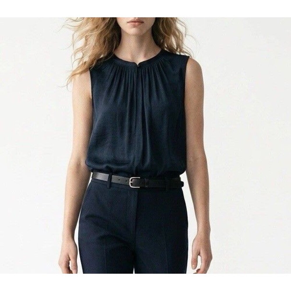 Banana Republic Sleeveless Blouse Top Navy Blue Women’s Size Large